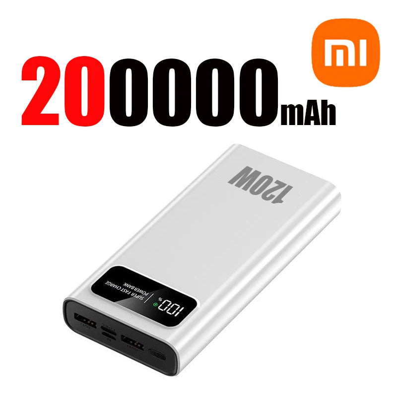 Batería externa Xiaomi de 120 W, carga súper rápida, 200 000 mAh, alta capacidad