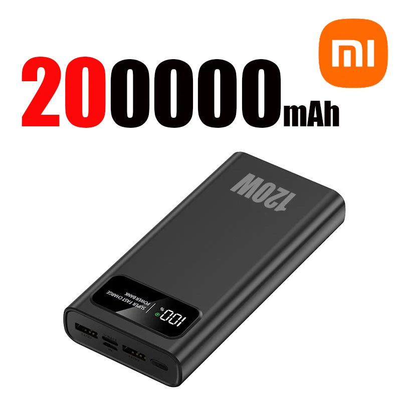 Batería externa Xiaomi de 120 W, carga súper rápida, 200 000 mAh, alta capacidad